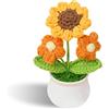 virkwuy Mini Divertente Girasole Positivo, Girasoli Uncinetto, Fiori Uncinetto, Girasole in Vaso per la Decorazione Della Casa, Regalo di Souvenir, Adatto per la Collocazione in Ufficio o in Casa