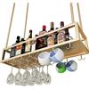 WYFZT Portabicchieri in Oro per Vino Oro 60 80 100 120 140 cm Panta da soffitto Pentola Pentola Pan, Bottiglia in Metallo Stamware Organizzatore di Vetro per Cucina, Bar o casa Accessori per Vino