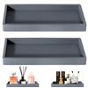 Qzakce Vassoio da Bagno Rettangolare Vassoio da Portata in Silicone Vassoio Portaoggetti per Vanità, Vasca da Bagno, Cucina 2 Pezzi Grigio