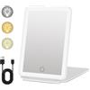 Udbrud Specchio Cosmetico Ricaricabile per Trucco, Specchio da Trucco da Viaggio con 72 Luci LED 3 Modalità Luce a Colori Touch Screen Dimmerabile Specchio da Tavolo con Ricaricabile USB