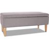 FRANKYSTAR ISTANBUL - Cassapanca ottomana con contenitore da 42L. Panca fondoletto pouf in tessuto con seduta imbottita e piedi in legno di pino (Tortora)