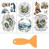 OLYCRAFT 3pz/Set Adesivi Trasferibili con Animali Acquerellati per Mobili e Artigianato 15x30cm Cornice per Foto Adesivi Trasferibili con 1 raschietti per La Decorazione di Armadi e Guardaroba