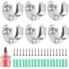 WeqeYent Set di 6 Staffe per aste da Armadi, in Acciaio a Forma inox di U presa flangia set (25mm), Asta Tenda, Supporto per Asta Armadio con Viti Cacciavite(Argento)