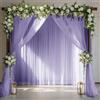 Hiseng Moderno Tende per Interni Voile in Chiffon, 2 Pannelli per Camera da Letto Soggiorno Salotto Semitrasparenti per Elegante Finestre di Casa (Viola,150 * 300cm)