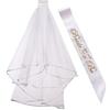 Rmeet Velo da Sposa Bride to be Fascia,Bianco Velo Sposa con Pettine + Oro Bride to Be Satin Sash per Festa Nozze Hen Party Matrimonio Accessori