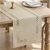 Artoid Mode Runner da tavola in lino geometrico traforato marrone, 40 x 180 cm