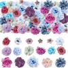 YinnFeen 70 Pezzi Teste di Fiori Artificiali, Blu e Viola Fiori Finti per Decorazioni da 2-5 cm, Fiori di Stoffa Decorativi in Poliestere per Compleanni e Matrimoni