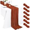 Pesonlook 6 runner da tavola in terracotta, 3 m, in garza, 55 x 300 cm, rustico, romantico, lungo, per matrimoni, feste, addio al nubilato, festa del Ringraziamento, decorazione natalizia