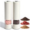Virklyee Macinapepe elettrico 2 pezzi macinapepe macinino elettrico per sale e pepe set di sale e pepe elettrico macinazione automatica nucleo di macinazione in ceramica (bianco)