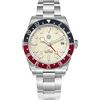 Generic San Martin SN0109G Uomo di Lusso NH34 GMT Orologio Bidirezionale Lunetta in Alluminio Automatico Meccanico Orologi Vetro Zaffiro, bianco, classico