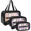 Aucuu Borse Da Toilette Trasparente, 3 Pezzi Beauty Case Trasparente, PVC Trouss