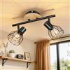 Dehobo E14 Faretti da Soffitto 2 Luci, Legno Orientabili Faretti Soffitto