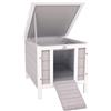 Gabbia Per Conigli In Legno Da Esterno Con Tetto In Asfalto E Rampa Antiscivolo, 42x51x43cm, Grigia
