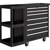 Carrello Portautensili In Acciaio Con 7 Cassetti, Mensola Laterale Staccabile, Ruote, Capacità 120kg, Nero