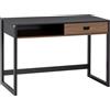 Scrivania Per Camera E Ufficio Con Cassetto Stile Industriale, 110x50x76cm, Noce E Nero
