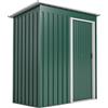 Capanno Attrezzi Con Tetto Inclinato E Porta Scorrevole, In Acciaio Zincato, 163x89x182 Cm, Verde