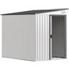Capanno Attrezzi In Metallo 1.5x2m Con Base, Porta Scorrevole E Tetto Inclinato, Bianco