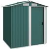 Casetta Da Giardino Porta Attrezzi In Acciaio Con Tetto Inclinato E 4 Prese D'aria, 152x132x188 Cm, Verde