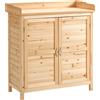 Armadietto Da Esterno A 2 Ripiani In Legno Di Abete Con Design Rialzato E 2 Ante, 83x40x92 cm