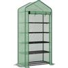 Serra A Casetta A 5 Livelli Con Ingresso Avvolgibile, In Acciaio E Polietilene, 90x49x193 Cm, Verde
