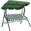 Dondolo 3 Posti Con Tettuccio Regolabile E Cuscini, In Acciaio E Poliestere, 170x110x153 Cm, Verde E Bianco