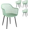 Set Di 4 Sedie Da Giardino, Con Schienale Diamantato, Braccioli, Verde