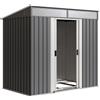Casetta Da Giardino Porta Attrezzi Con 4 Finestre E 2 Ganci, In Acciaio Zincato, 195x122x181.5 Cm, Grigio