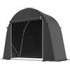 Tenda Garage Per Biciclette E Attrezzi Con Ingresso A Cerniera, In Pe E Metallo, 245x120x200 Cm, Grigio Scuro