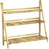 Portapiante Pieghevole Portavasi In Legno Di Abete Con 3 Livelli Scaffale Da Esterno Per Piante Portafiori 100x37x93cm