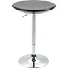 Tavolo Rotondo Da Bar Con Piano Girevole, Altezza Regolabile Con Leva A Gas E Base In Acciaio, ?61x76-97cm, Nero
