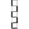 Libreria Moderna Salvaspazio A 5 Ripiani In Legno, 33x28x161cm, Grigio E Bianco