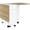Tavolo Rettangolare Allungabile Con 2 Cassetti E Un Armadietto In Legno, 140x76x74 Cm, Bianco E Color Legno