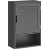 Armadietto Bagno A Parete Con Ripiano Regolabile E Anta Ammortizzata, 40x20x60 Cm, Nero
