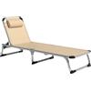 Sdraio Pieghevole Con Poggiatesta E Schienale Regolabile In Alluminio, 60x165x76 Cm, Beige