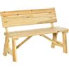 Panchina Da Giardino In Legno 2 Posti A Doghe Con Schienale Alto, 116x56x80cm, Colore Naturale
