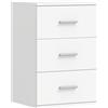 Comodino Con 3 Cassetti Moderno E Multiuso Per Camera E Salotto, 40x35x60 Cm, Bianco
