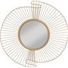 Specchio Da Parete Rotondo Con Strisce In Metallo E Design Plissettato, 60x60 Cm, Oro