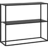 Mobile Consolle Da Ingresso Moderno A 2 Ripiani In Acciaio, 90x30x75cm, Nero
