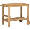 Carrello Portavivande Da Giardino In Legno Con 2 Ripiani E Portabottiglie, 95x47x74 Cm, Color Legno