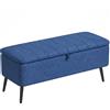 Panca Contenitore Pouf Poggiapiedi Imbottito, 102x40x44 Cm, Blu Scuro