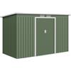 Casetta Da Giardino Porta Utensili In Lamiera Di Acciaio Con Fondazione, Capanno Da Giardino In Acciaio Con Porte Scorrevoli, 280x130x172cm, Verde ch