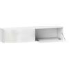 Mobile Tv Sospeso Per Televisori Da 45"-55"-65" Con 2 Armadietti E Ante A Ribalta, 140x33x29.8 Cm, Bianco