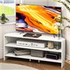 Mobile Tv Ad Angolo Per 47" Max Con 2 Ripiani Aperti, In Legno, 110x36x45 Cm, Bianco