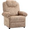 Poltrona Relax Reclinabile Manuale In Tessuto Con Poggiapiedi Estraibile E Tasca Laterale, Beige