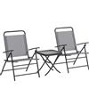 Set Da Giardino Con Tavolo Con Piano In Vetro E 2 Sedie Pieghevoli Con Schienale Regolabile, Grigio