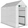 Serra A Casetta Con Rivestimento In Pe, Porta A Cerniera E 4 Ripiani, 186x120x190cm, Bianco