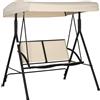 Dondolo A 2 Posti Da Giardino Con Tettuccio Regolabile, 140x118x162cm Beige