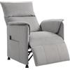 Poltrona Reclinabile Elettrica Con Telecomando E Poggiapiedi, In Tessuto Effetto Velluto, 80x83x104 Cm, Grigio