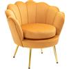 Poltrona Vintage Effetto Velluto Con Braccioli E Schienale A Conchiglia, 76x67x74 Cm, Giallo