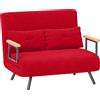 Divano Letto In Tessuto Effetto Velluto Con Schienale Regolabile E 2 Cuscini, 102x73x81 Cm, Rosso
